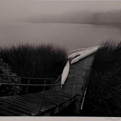 Mark Citret (American, b. 1949), Racing Sculls, Lake Merced, Toned Gelatin Silver Print