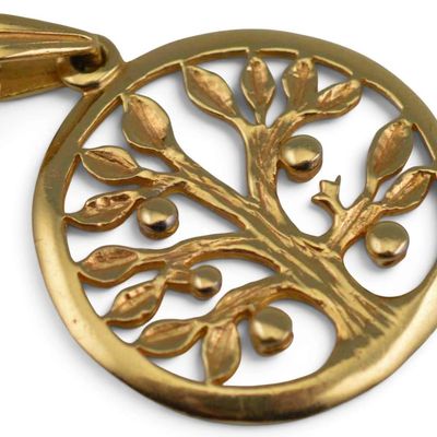 14K Gold Apple Tree Pendant Necklace