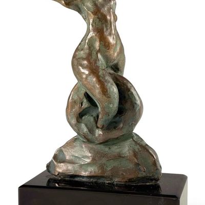 Abstract Female Nude Bronze Sculpture, Signed