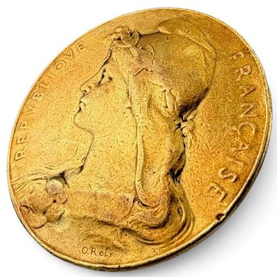 Louis-Oscar Roty, French 18K Gold Presentation Medal to E. Virgil Neal