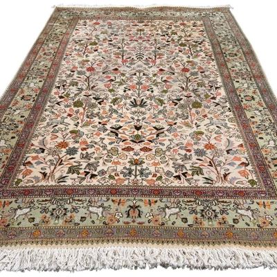 Persian Tabriz Animal And Floral Rug