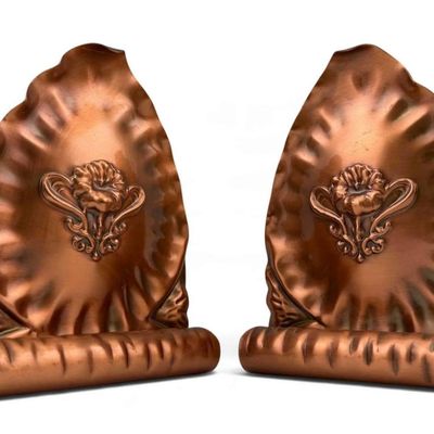 Gregorian Art Nouveau Style Copper Bookends.