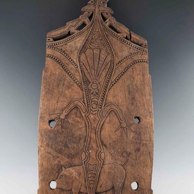 Papua New Guinea Carved Wood Canoe Splash Board