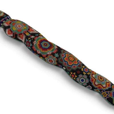 Huichol Beaded Wood Snake Figure