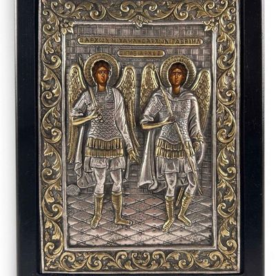 Contemporary Silver Icon, Archangels Gabriel & Michael
