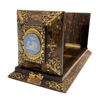 Howell James & Co. 19th C. Brass and Porcelain Mounted Book Rack