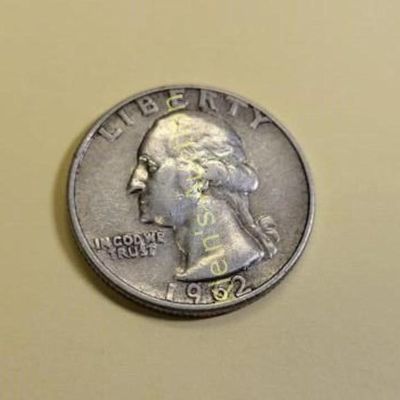 Sale Photo Thumbnail #21: Washington silver quarter coin 1962D rim error?