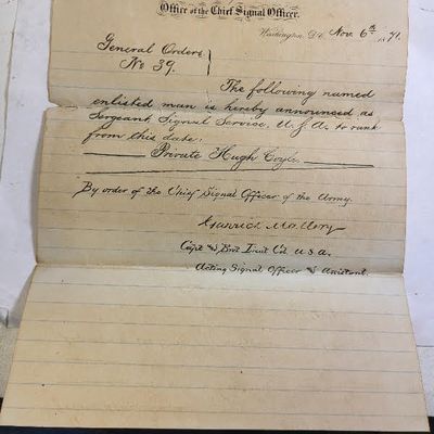 Sale Photo Thumbnail #5: rare civil war signed Garrick Mallery letter general order #39