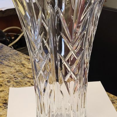 Sale Photo Thumbnail #33: vtg lead crystal Vase tulip flare top exc!