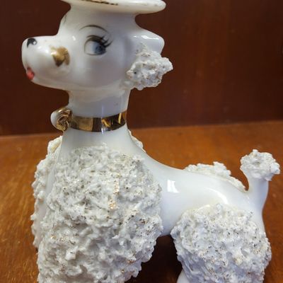 Sale Photo Thumbnail #13: vtg mid century spaghetti poodle figurine