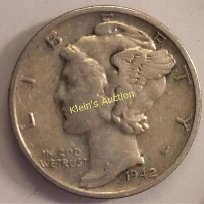Sale Photo Thumbnail #22: mercury 1942 S silver dime us coin XF!