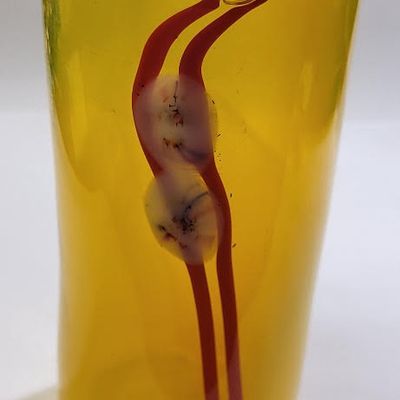 Sale Photo Thumbnail #9: hand blown art glass vintage vase 6 1/4"