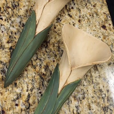Sale Photo Thumbnail #19: mid century calla lily pottery wall pockets 2 xbid