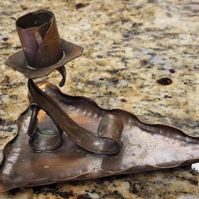 Sale Photo Thumbnail #28: art & crafts copper candle holder Vermont copper crafters