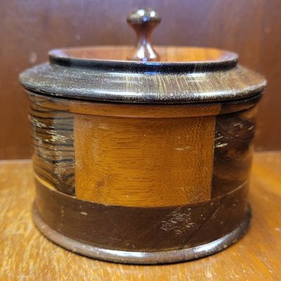Sale Photo Thumbnail #27: vtg hand made & hand turned wood lidded box jar