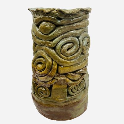 Sale Photo Thumbnail #278: Funky Folk Art Pottery Vase
