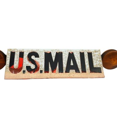 Sale Photo Thumbnail #25: Vintage US Mail Carrier Topper Sign Light