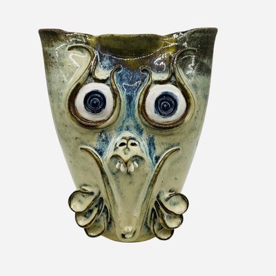 Sale Photo Thumbnail #139: Jonathan Corn Decorated Folk Pottery Owl
