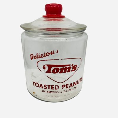 Sale Photo Thumbnail #180: Tom's Toasted Peanuts Glass Jar w/ Original Lid