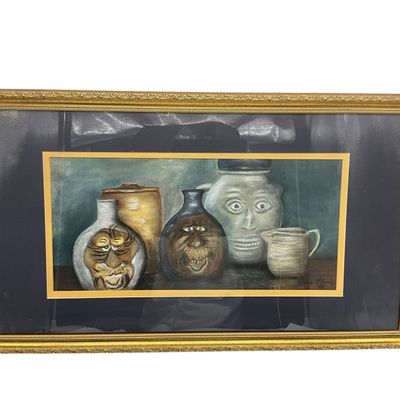 Sale Photo Thumbnail #288: Framed Southern Pottery Face Jug Print