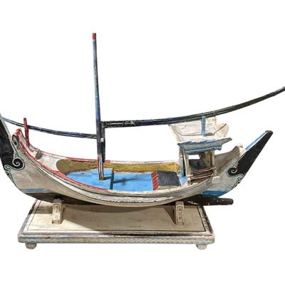 Sale Photo Thumbnail #192: Vintage Handmade Wooden Ship With Base