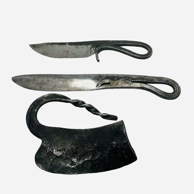 Sale Photo Thumbnail #227: 3 Blacksmith Made Patch Knife / Herb Chopper / Utility Knife
