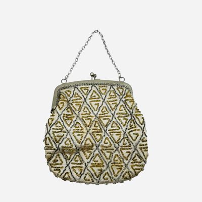 Sale Photo Thumbnail #120: Vintage Gold Beaded Purse & Chain / Fine Arts Bag Co