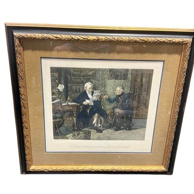 Sale Photo Thumbnail #238: Beautifully Framed Lawyer Hand Colored Restrike Etching