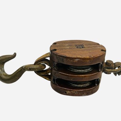 Sale Photo Thumbnail #250: Vintage Block & Tackle Pulley 19 Inches