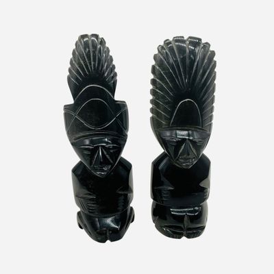 Sale Photo Thumbnail #105: Two Carved Labradorite Indian Figures
