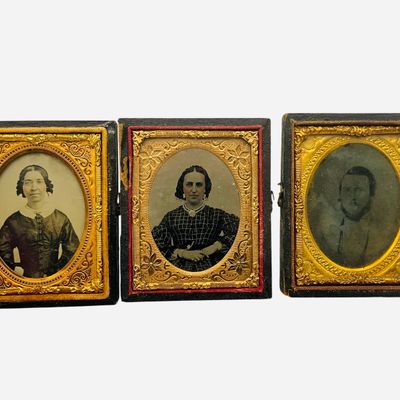 Sale Photo Thumbnail #57: Lot of 3 Ninth Plate Tin Type Photos