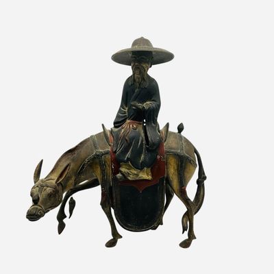 Sale Photo Thumbnail #259: Antique Asian Bronze Censer Depicting Immortal on Donkey