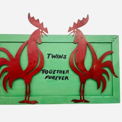 Sale Photo Thumbnail #220: Randy Tobias Rooster Twins Folk Art Painting