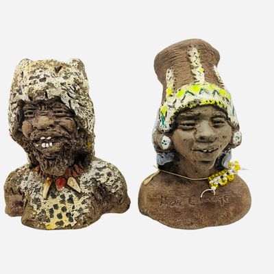 Sale Photo Thumbnail #190: Antique Original African Souvenir Pottery Tribal Man And Woman