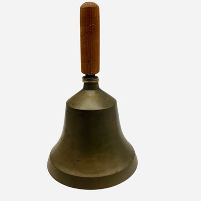 Sale Photo Thumbnail #141: Vintage Brass School Hand Bell #8 Stamped Inside