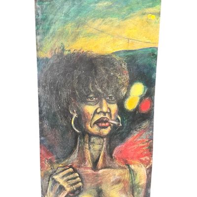 Sale Photo Thumbnail #242: Heather Pittillo Asheville NC Oil Pastel Painting “Mama Gets Off Sundays”
