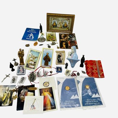 Sale Photo Thumbnail #194: Large Lot Religious Pins Photos Mason Misc Items