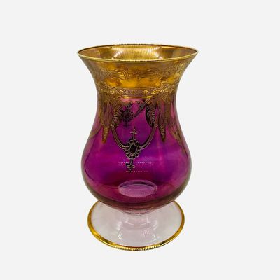 Sale Photo Thumbnail #82: SC Line Gold Encrusted Vase Cranberry Glass Made In Italy