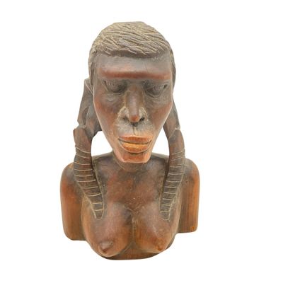 Sale Photo Thumbnail #11: Maasai Warrior Girl Vintage Carved Wood Bust