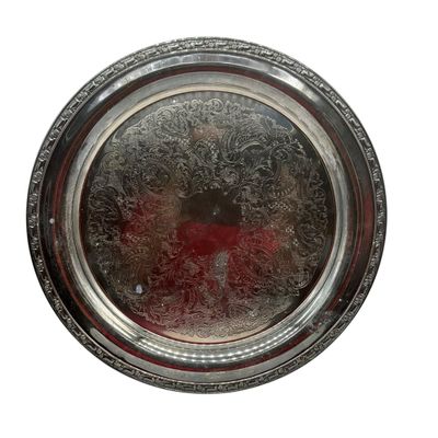 Sale Photo Thumbnail #51: Large Oneida Silver Plated Round Platter Butlers Tray