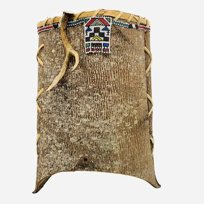 Sale Photo Thumbnail #226: Handcrafted Native American Style Bark Gathering Basket
