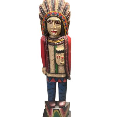 Sale Photo Thumbnail #125: Wood Carved Cigar Store Indian Statue