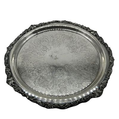 Sale Photo Thumbnail #50: Sheffield Round Silver Plate Footed Platter
