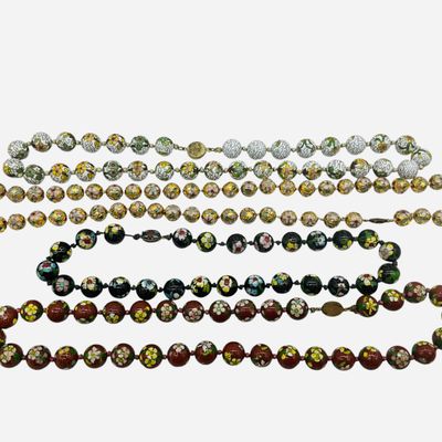 Sale Photo Thumbnail #198: Four Vintage Cloisonne Bead Necklaces