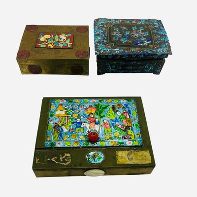 Sale Photo Thumbnail #246: Three Chinese Enamel Metal Boxes