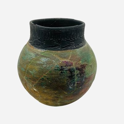 Sale Photo Thumbnail #3: Vintage Gay Liebert Raku Pottery Vessel