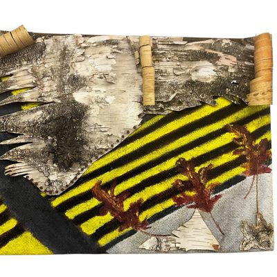 Sale Photo Thumbnail #16: Vintage Original Mixed Media Outsider Art Abstract Birch Peelings