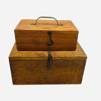 Sale Photo Thumbnail #222: Two Vintage Wooden Boxes / Homemade Fishing Tackle Box