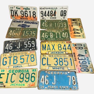 Sale Photo Thumbnail #71: Thirteen Georgia License Plates
