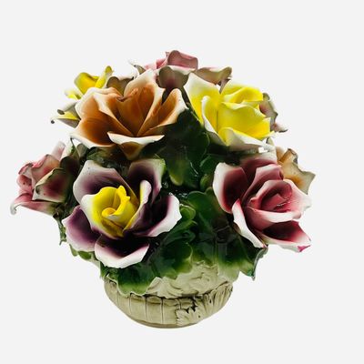 Sale Photo Thumbnail #294: Large Capodimonte Porcelain Floral Centerpiece Made In Italy